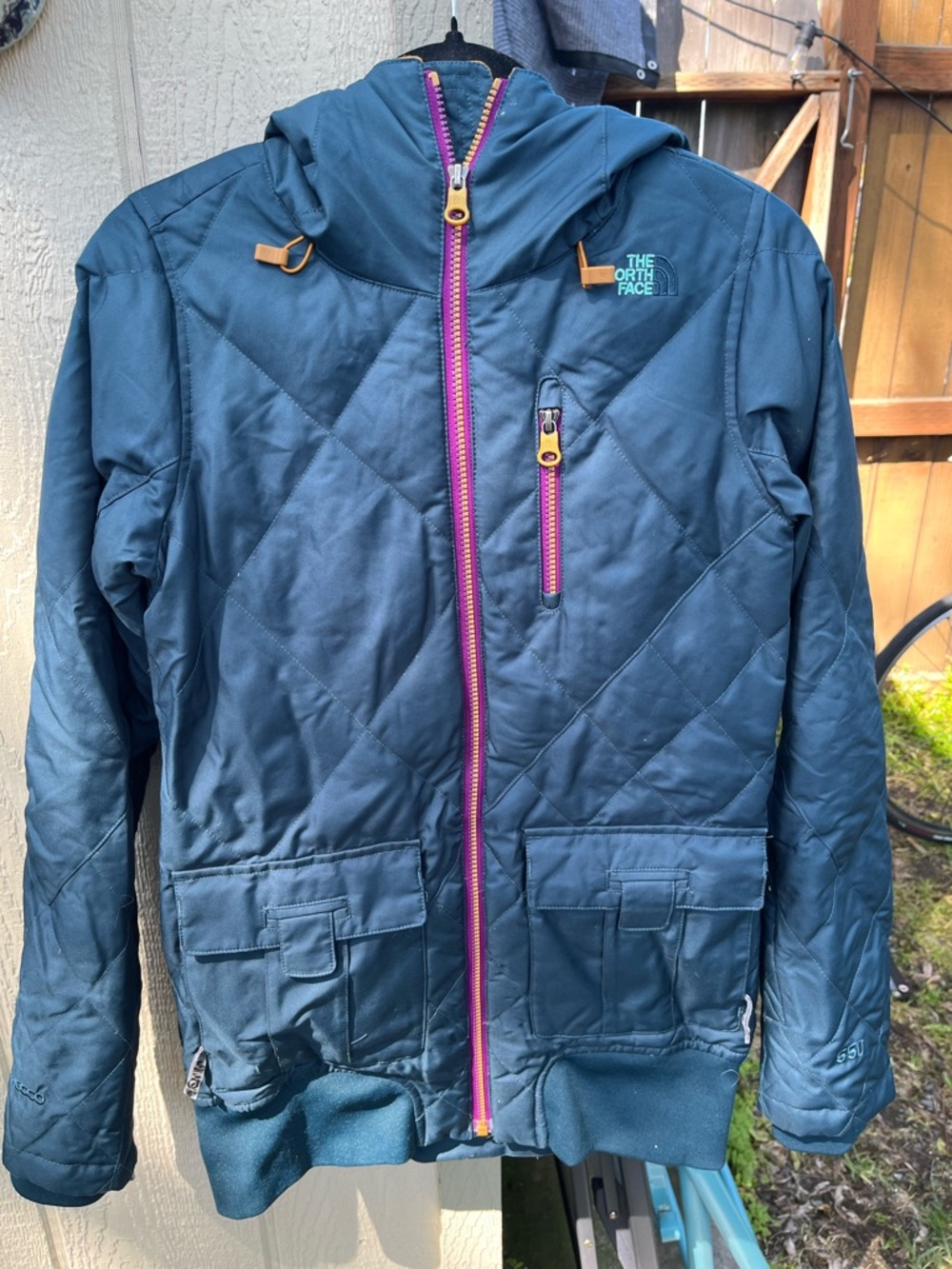 North Face Outdoor Jacket XS Cryptic Quilted Blue Womens